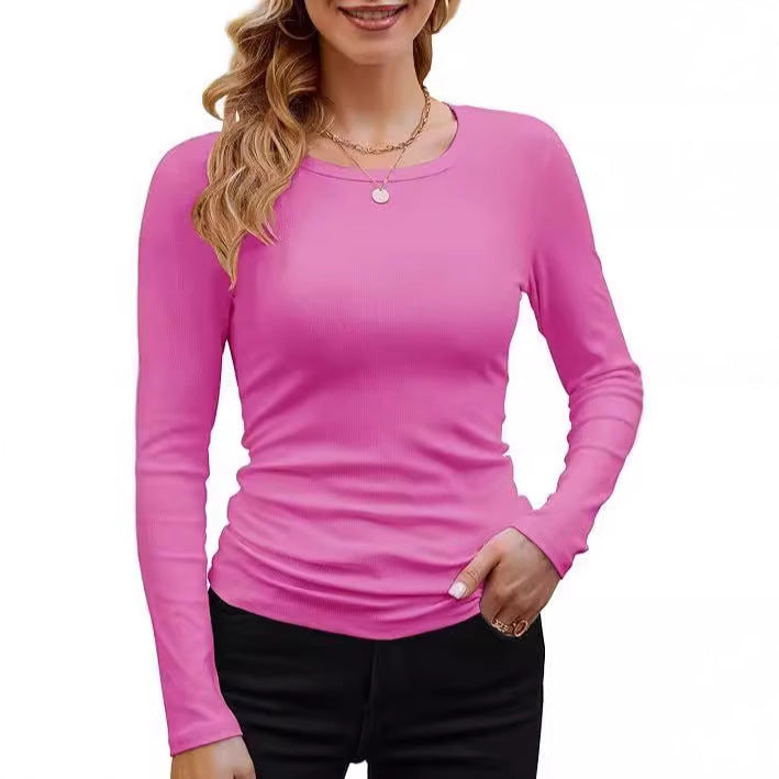 Damen Langarmshirt mit feinem Rippstrick und figurbetontem Schnitt Heidi-Mode