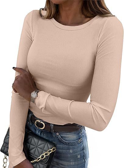 Damen Langarm-Rippstrickshirt mit figurbetonter Passform und modischen Details Heidi-Mode