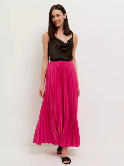 Damen Plissierter Maxirock mit elegantem Bund und fließendem Fall Heidi-Mode