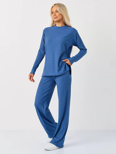 Damen cropped Langarmshirt mit modernem Knotendesign und feiner Rippstruktur Heidi-Mode