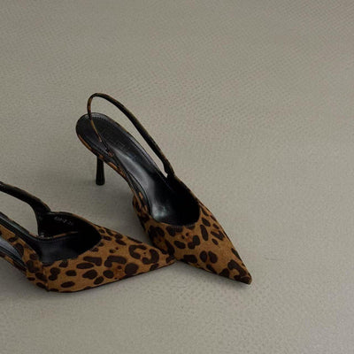 Damen Slingback Pumps mit elegantem Leopardenmuster und hohem Absatz Heidi-Mode