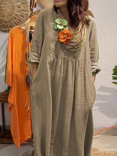 Damen Leichtes Sommerkleid mit eleganten Taschen und bequemen Zugdetails Heidi-Mode