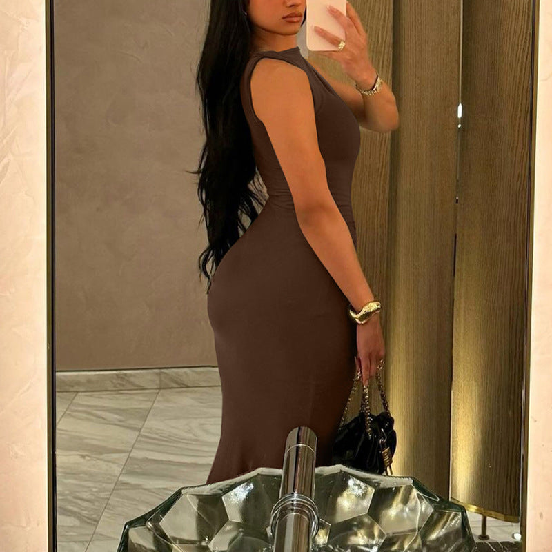 Damen figurbetontes Maxikleid mit raffinierten Rüschendetails und elegantem Schnitt Heidi-Mode