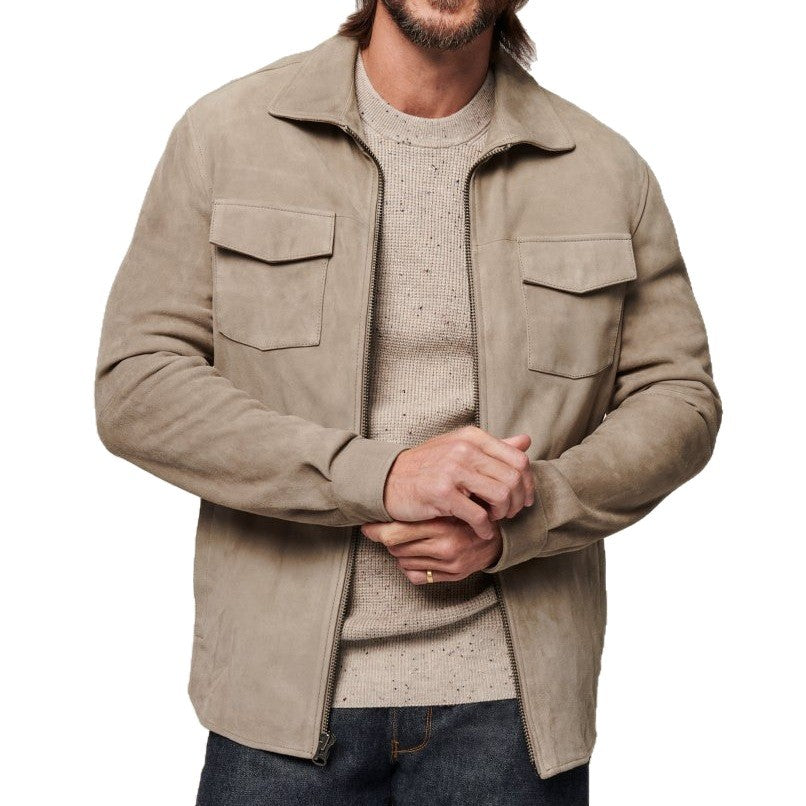 Herren elegante Wildlederjacke mit praktischen Brusttaschen Aliams