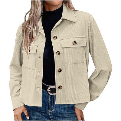 Damen lässige Utility-Jacke mit Knopfverschluss und praktischen Brusttaschen Heidi-Mode