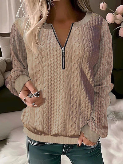 Damen Strickpullover mit Reißverschluss Heidi-Mode
