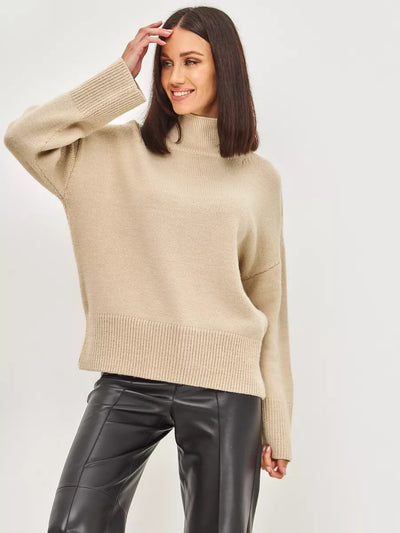 Damen lässiger Rollkragenpullover aus weichem Material Heidi-Mode