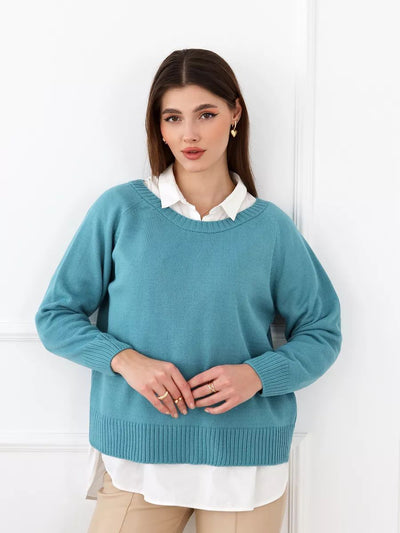 Damen lässiger Strickpullover mit komfortablem Schnitt und feiner Textur Heidi-Mode