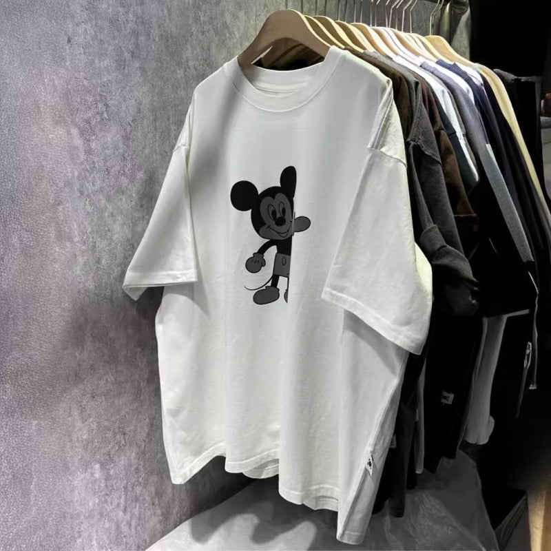 Damen Oversized T-Shirt mit einzigartigem Mickey Mouse Grafikdruck Heidi-Mode