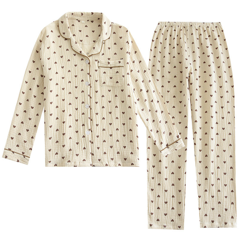 Gillian – Doppel-lagige lockere All-Cotton Crepe Pyjama-Anzug