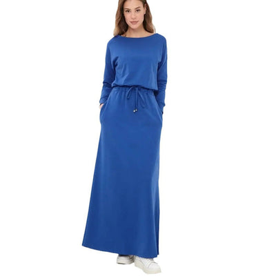 Damen Maxikleid mit lässigem Schnitt und Taillenzug Heidi-Mode