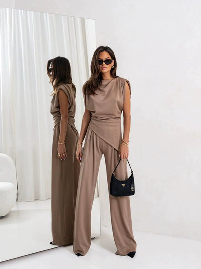 Damen Elegantes Overall-Set mit asymmetrischem Design und weiten Beinen Heidi-Mode