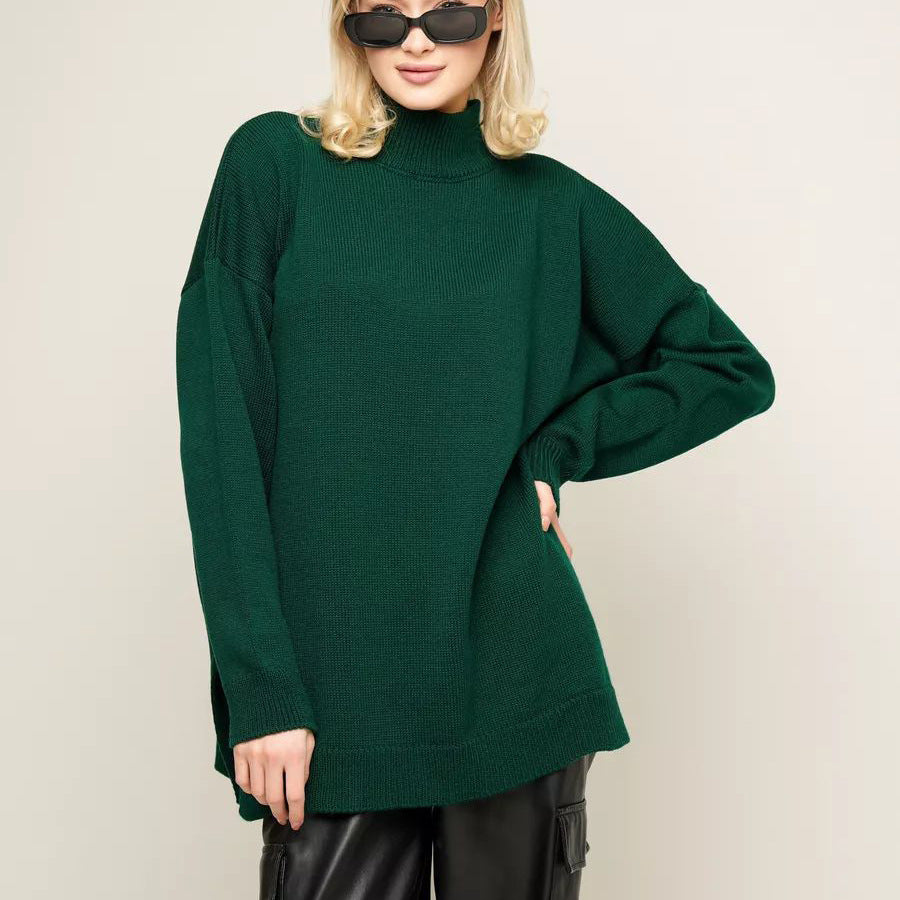 Damen Oversized Rollkragenpullover aus hochwertiger Baumwolle Heidi-Mode