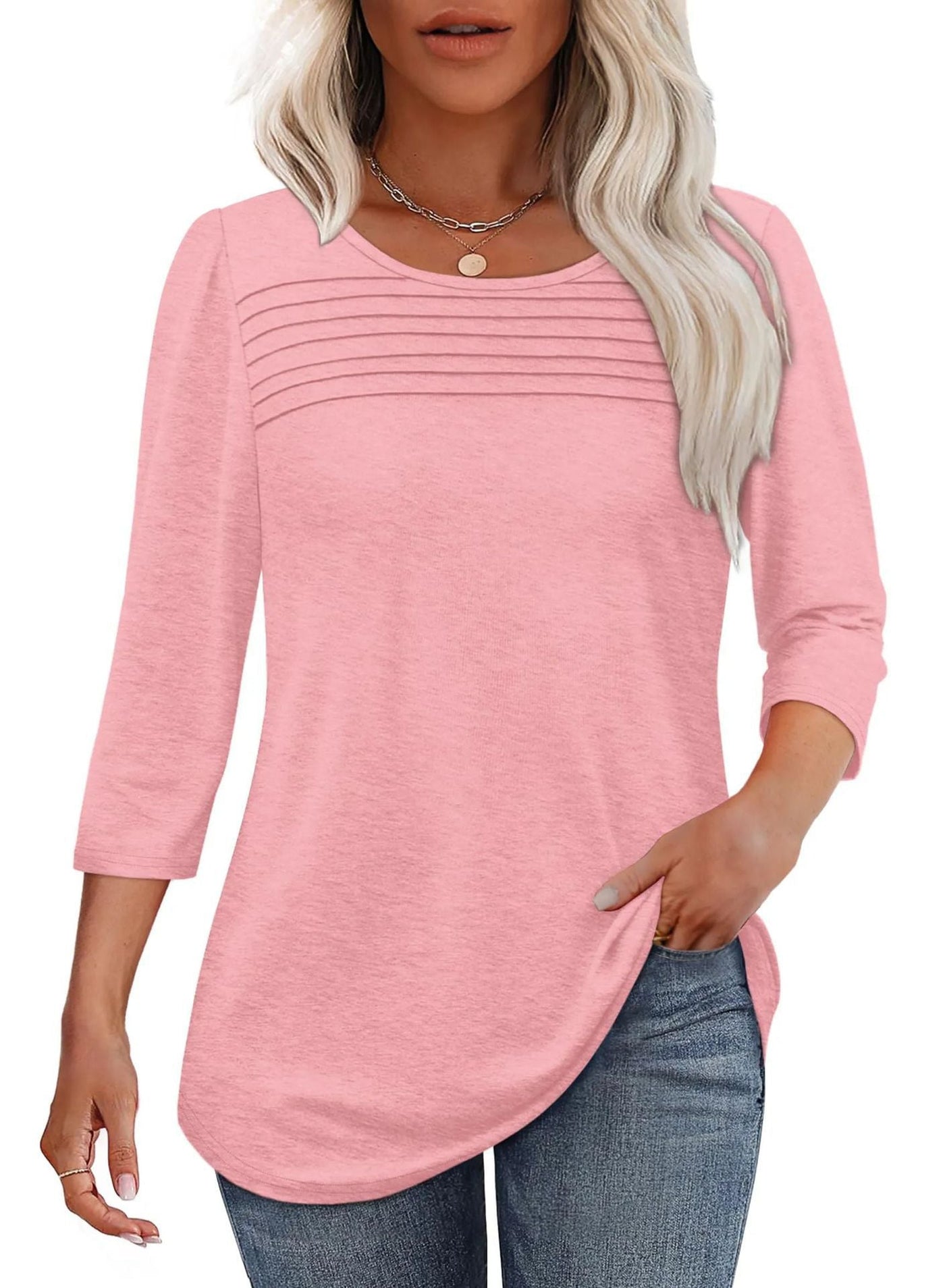 Damen weiches Langarmshirt mit dekorativen Pinnen Heidi-Mode