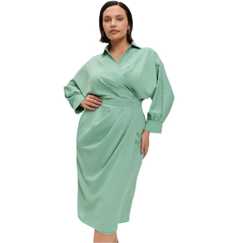 Damen Wickelkleid mit eleganter Drapierung und tailliertem Schnitt Heidi-Mode