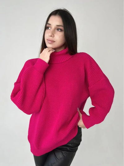 Damen kuscheliger Strickpullover mit weitem Schnitt und modernem Design Heidi-Mode