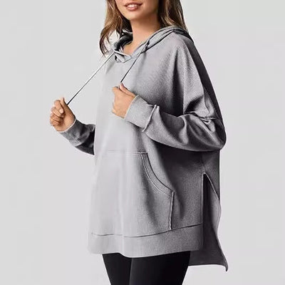 Damen Oversized Kapuzenpullover mit praktischen Eingrifftaschen und hochwertigem Strukturstoff Heidi-Mode
