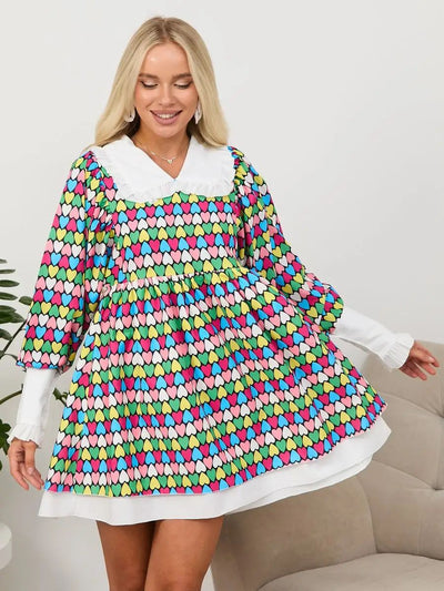 Damen Minikleid mit großzügigem Kragen und lässigem Leoprint Heidi-Mode