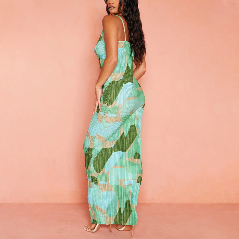 Damen Maxikleid mit schickem Faltenwurf und tiefem V-Ausschnitt Heidi-Mode