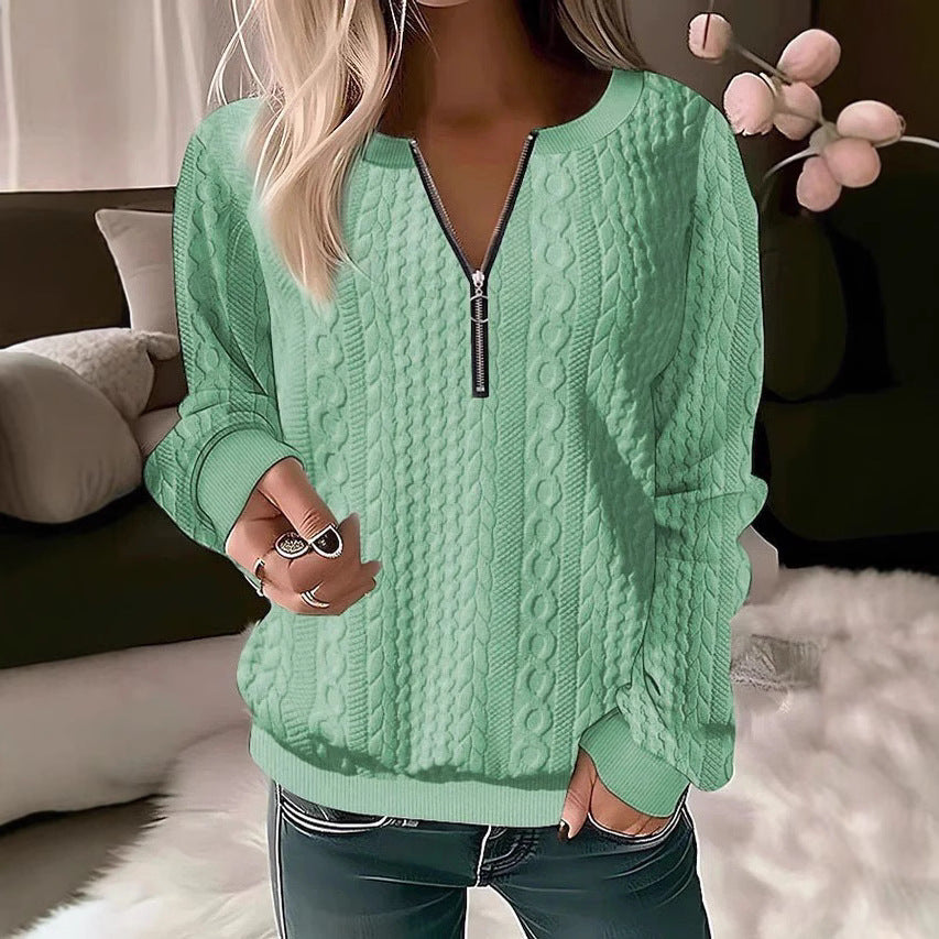 Damen Strickpullover mit Reißverschluss Heidi-Mode