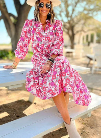 Damen Maxikleid mit floralen Mustern und ärmellosem Design Heidi-Mode