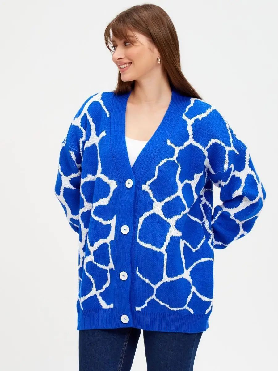 Damen Strickjacke mit grafischem Muster und eleganter Silhouette Heidi-Mode