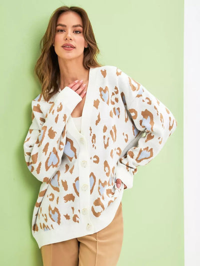 Damen stylischer Strickcardigan mit buntem Muster und lockerem Schnitt Heidi-Mode