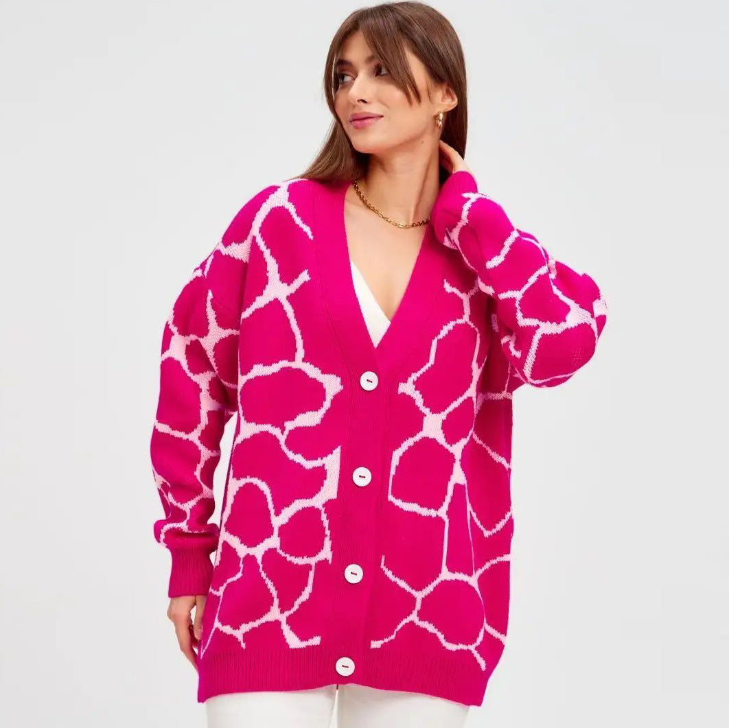 Damen Strickjacke mit grafischem Muster und eleganter Silhouette Heidi-Mode