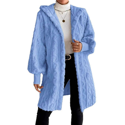 Damen lässige Kapuzenjacke aus strapazierfähigem Fleece mit voluminösen Ärmeln Heidi-Mode