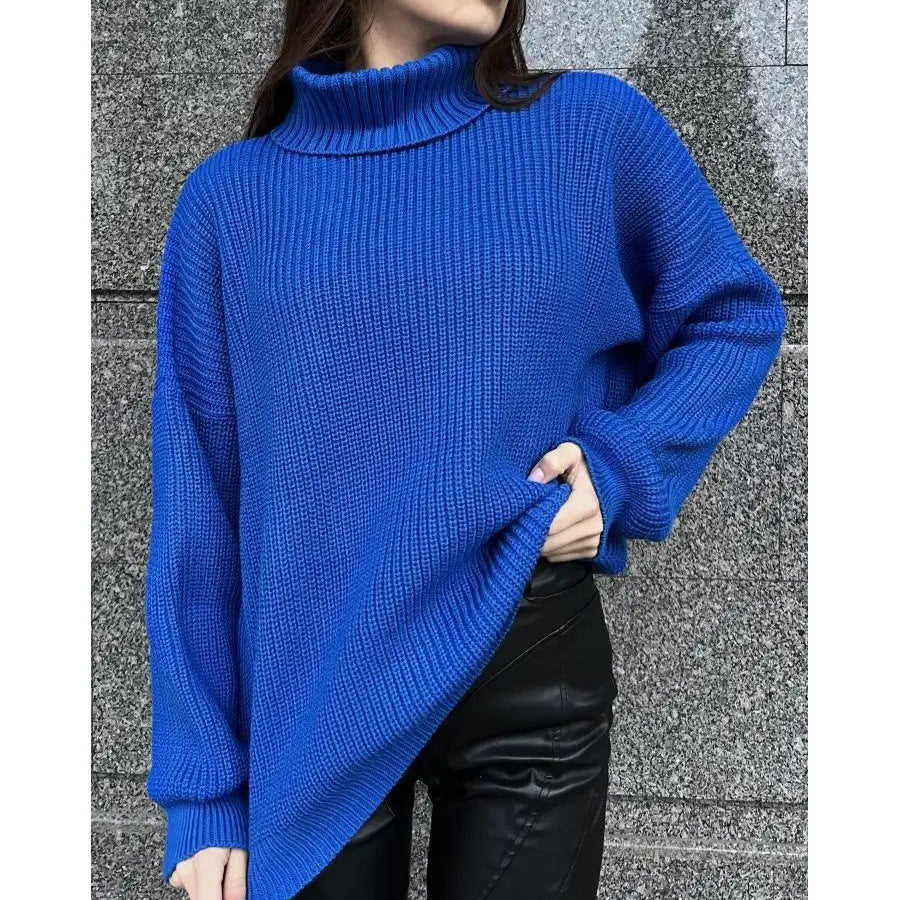 Damen kuscheliger Strickpullover mit weitem Schnitt und modernem Design Heidi-Mode