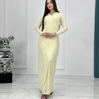 Damen Wickelkleid mit tiefem V-Ausschnitt und eleganter Raffung Heidi-Mode