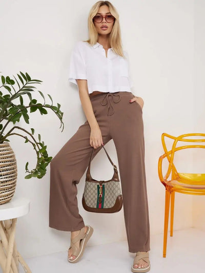 Damen lässige Komforthose mit elastischem Bund und praktischen Taschen Heidi-Mode