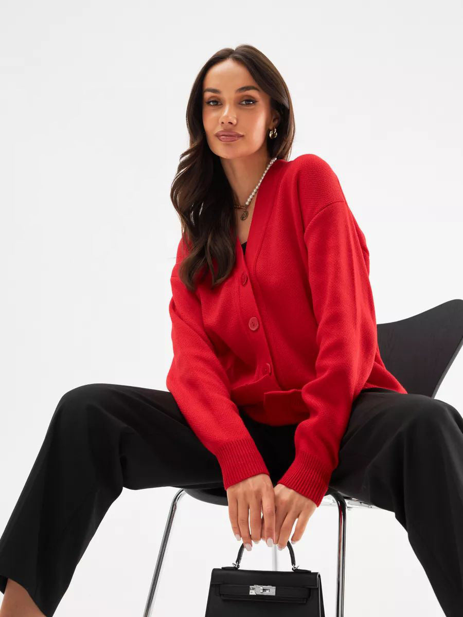Damen Strickcardigan mit stylishem Knopfverschluss und lässigem Schnitt Heidi-Mode