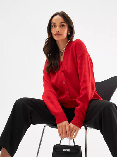 Damen Strickcardigan mit stylishem Knopfverschluss und lässigem Schnitt Heidi-Mode