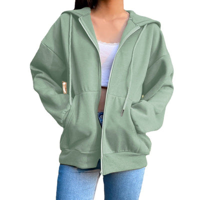 Damen lässiger Kapuzenpullover mit Reißverschluss Heidi-Mode