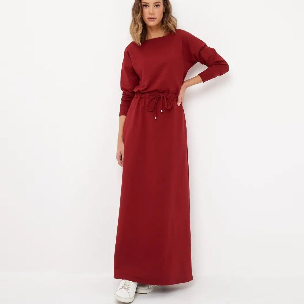 Damen Maxikleid mit lässigem Schnitt und Taillenzug Heidi-Mode
