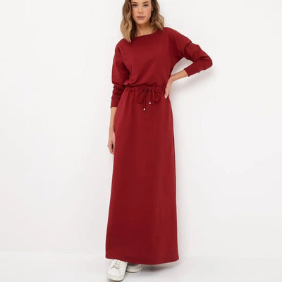 Damen Maxikleid mit lässigem Schnitt und Taillenzug Heidi-Mode