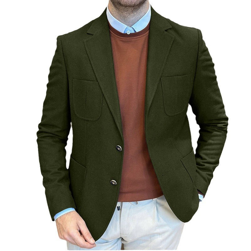 Herren Eleganter Wildlederblazer mit doppelter Knopfleiste und praktischen Taschen Aliams
