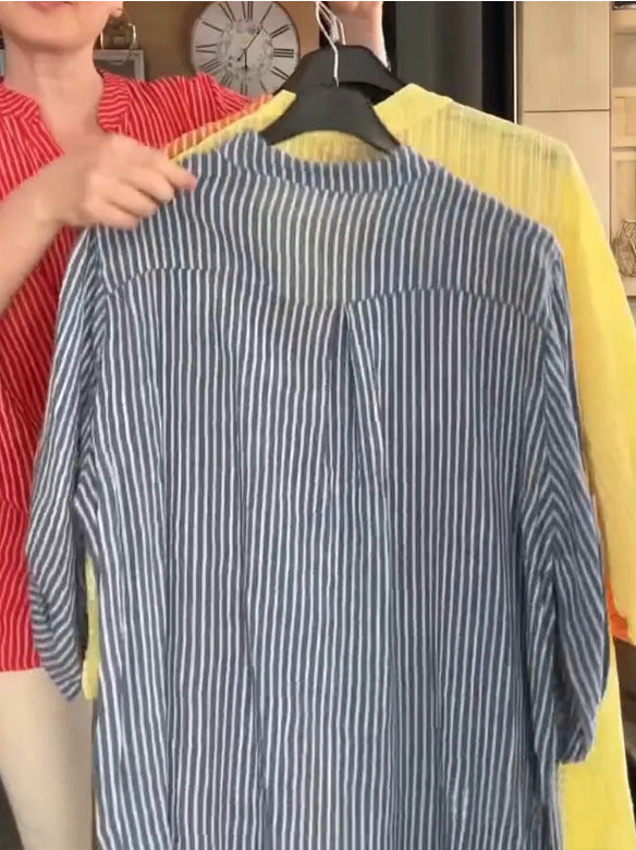 Damen lässige Bluse mit Knopfleiste und Streifenmuster Heidi-Mode