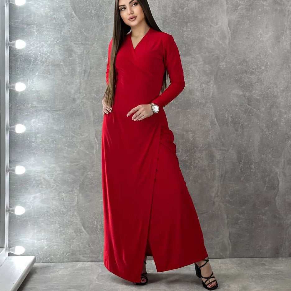 Damen Wickelkleid mit tiefem V-Ausschnitt und eleganter Raffung Heidi-Mode
