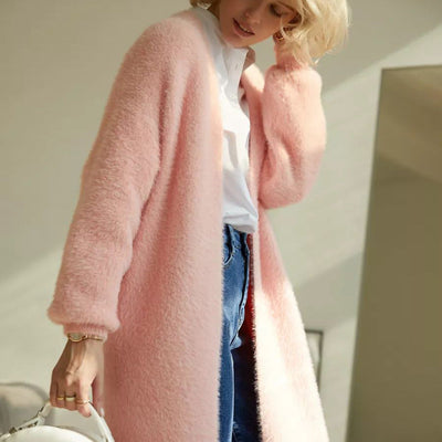 Damen weicher Strickmantel mit elegantem Schnitt und praktischem Taillengürtel Heidi-Mode