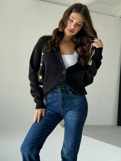 Damen Strickcardigan mit stylishem Knopfverschluss und lässigem Schnitt Heidi-Mode