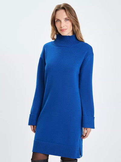 Damen Strickkleid mit stehendem Kragen und weitem Schnitt Heidi-Mode