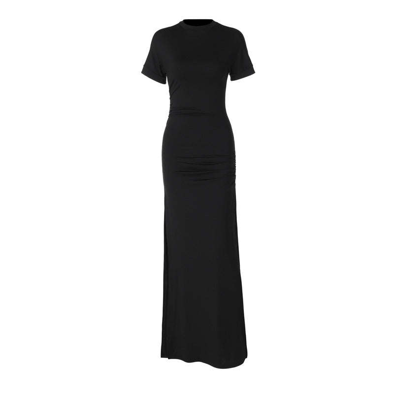 Damen Maxi-Kleid mit elegantem Rüschendesign und figurbetonter Silhouette Heidi-Mode