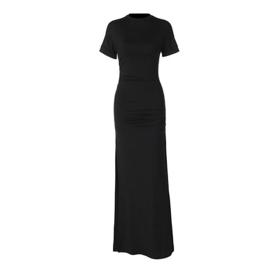 Damen Maxi-Kleid mit elegantem Rüschendesign und figurbetonter Silhouette Heidi-Mode