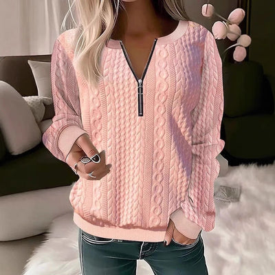 Damen Strickpullover mit Reißverschluss Heidi-Mode