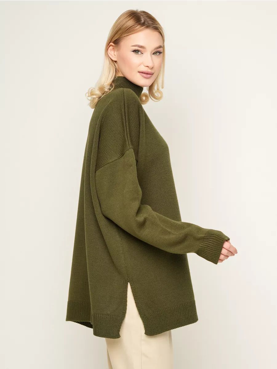Damen Oversized Rollkragenpullover aus hochwertiger Baumwolle Heidi-Mode