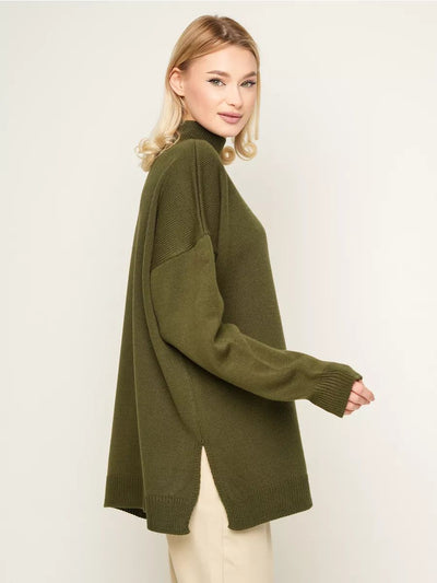 Damen Oversized Rollkragenpullover aus hochwertiger Baumwolle Heidi-Mode
