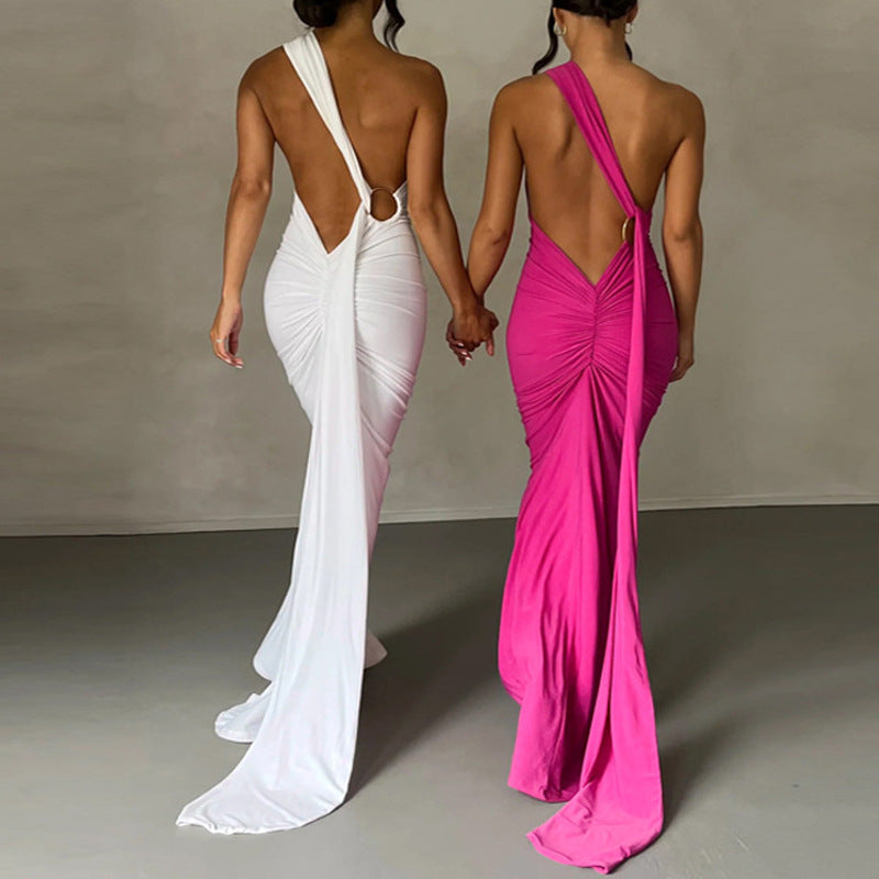 Damen elegantes Wickelkleid mit tiefem Rückenausschnitt und Raffungen Heidi-Mode