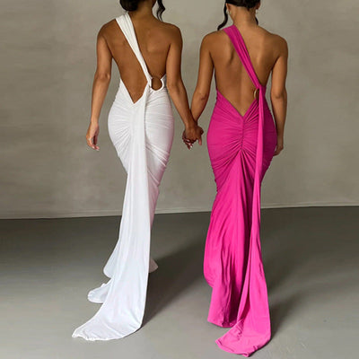 Damen elegantes Wickelkleid mit tiefem Rückenausschnitt und Raffungen Heidi-Mode